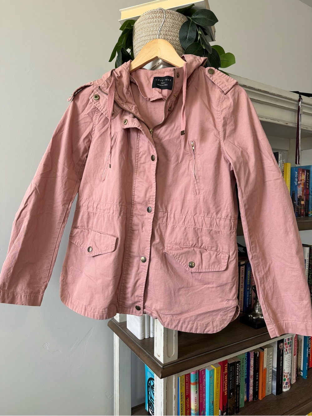 Love Tree Women’s Lightweight Dusty Pink Hooded Anorak Jacket
